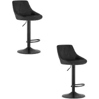 Leobert Tabouret De Bar - - Kast - Velours Noir/Base Noire - Lot De 2