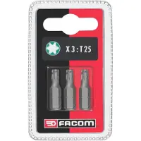 Facom Embout de tournevis à six pans creux T25, type embout de tournevis, en acier, 3 pièces (Torx TX)