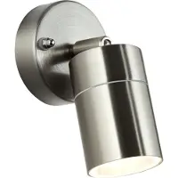 Brilliant Projecteur mural extérieur argenté JANDY | tête pivotante | dimmable avec ampoule adaptée | 1x GU10 douille max. 10 Watt | métal/verre | IP44