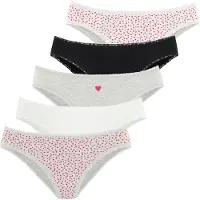 LASCANA Slip gris chiné / rouge / noir / blanc