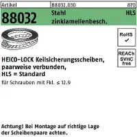 Heico Rondelle d'arrêt à clavette R 88032 HLS-42 Acier collé à lamelles de zinc 25p. 25p