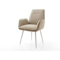 DELIFE Chaise-de-salle-à-manger Zoa-Flex tissu mixte couleur boue 4 pieds coniques acier inoxydable brossé ressorts ensachés