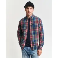 Gant pour homme. 3250012 Chemise à carreaux indigo Coupe régulière bleu (XL), Casuel, Coton, Manche longue