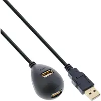 InLine 34652 Rallonge USB 2.0, prise/prise femelle, type A, noir, avec pied, 2m