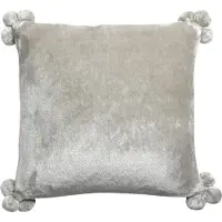 Vivaraise Housses de coussins TENDER POMPONS - Gris - 45x45 cm