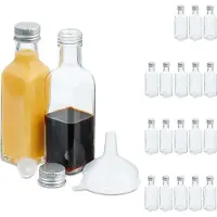Relaxdays Mini bouteilles, Bocal de conservation, Argent, Transparent