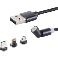 Shiverpeaks S/CONN connectivité maximale Universel--USB-A Magnetladekabel, 3in1, 540°, schwarz, 2m (14-19002)