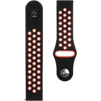 Source 20mm Double bande de montre en silicone (20 mm, durable et très agréable au toucher silicone, Silicone), Sangles de montre, Rouge, Noir