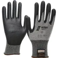 Nitras Gants de protection contre les coupures TAEKI, fil spécial TAEKI, gris, enduction PU, noir (code (10)