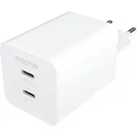 Mophie Adaptateur d'alimentation Essentials (50 W, 2 ports), Chargeur USB, Blanc