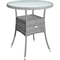 Casaria Table en résine tressée gris ronde Ø60cm