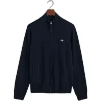 Gant pour homme. 87214 Cardigan en laine de mouton très fine avec fermeture à glissière marine (XXL), Casuel, Coton