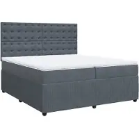 vidaXL Lit boxspring avec matelas gris foncé 200x200 cm velours