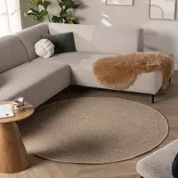 NATURL. Tapis en laine rond - Bliss Beige/Marron | Ø 200 cm | Rond | Tissage plat