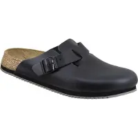 Birkenstock Sabots Birkenstock Unisexe Boston Smooth Leather Black Supergrip Sole Narrow-Taille 40