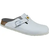 Birkenstock Unisexe, Sandales, Boston Natural Leather Normal, Blanc, (43)