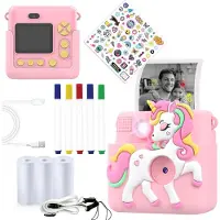 Denver Appareil photo Full HD pour enfants avec imprimante - Appareil photo selfie - 20 Mpx - Appareil photo numérique pour enfants - Jeux - Rose