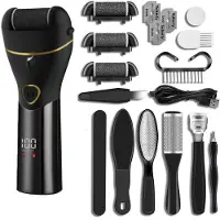 INF Râpe électrique pour les pieds avec divers accessoires Rechargeable Le noir