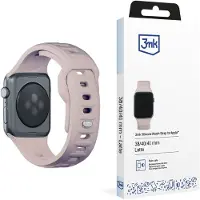 3MK Silicone Watch Strap różowobeżowy/ latte dla Apple Watch 38/40/41mm (Acier inoxydable, Silicone), Sangles de montre, Blanc, Rose, Beige