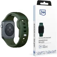 3MK Silicone Watch Strap Ciemnozielony/ Dark Green dla Apple Watch 42/44/45/49mm (Acier inoxydable, Silicone), Sangles de montre, Vert