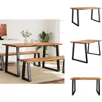 vidaXL Table de salle à manger bord d'arbre 140x80x75 cm bois massif acacia - Tables de salle à manger