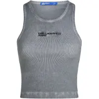 Karl lagerfeld Jeans Washed Ribbed Sleeveless T-shirt Gris L Femme