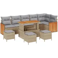 vidaXL Ensemble de canapé de jardin 9 pcs Beige et gris clair