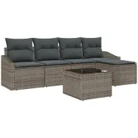 vidaXL Ensemble de canapés avec coussins 6 pcs Gris Poly-Rotin
