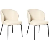 Beliani Ensemble de 2 chaises de salle à manger Revêtement en cuir synthétique beige clair Assise rembourrée Pieds métalliques élégants