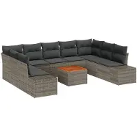 vidaXL Ensemble de canapés de jardin avec rangement 10 pièces, gris,