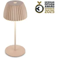 Briloner CHAMP Mini lampe de table LED sans fil IP44,dimmable, tactile, batterie, German Design Award Winner 2025, beige, Ø8,5 x 20 cm