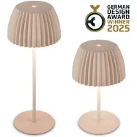 Briloner CHAMP Lampe de table LED sans fil IP44, variateur, tactile, batterie, German Design Award Winner 2025, beige, Ø14,5 x 36,5 cm