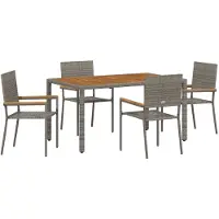 vidaXL Ensemble de jardin pour repas, 5 pièces, gris, en résine tressée