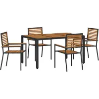 vidaXL Ensemble de salle à manger de jardin 5 pièces Noir et marron Poly-rotin