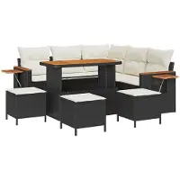 vidaXL Ensemble de canapé de jardin avec coussins 9 pcs noir et crème poly rotin