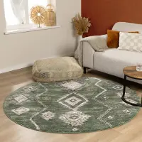 FRAAI Tapis berbère rond | Blend Aztec Green | Ø 120cm | Vert | Rond | Tapis