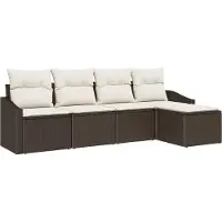 vidaXL Ensemble de canapés avec coussins 5 pcs brun et crème poly rotin