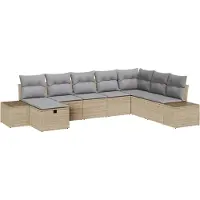 vidaXL Ensemble de canapés de jardin , 8 pièces, beige, en polyrotin