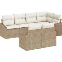 vidaXL Ensemble de canapé de jardin , 7 pièces, en résine tressée beige et blanche