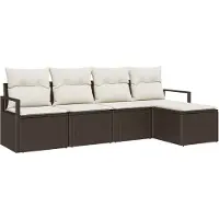 vidaXL Ensemble de canapés avec coussins 5 pcs brun et crème poly rotin
