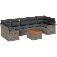 vidaXL Ensemble de canapé de jardin avec mémoire 8 pcs Gris Poly-Rotin