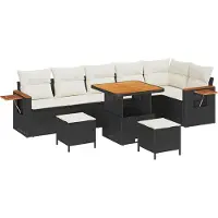 vidaXL Ensemble de canapés de jardin , 11 pièces, 9 places, noir et crème