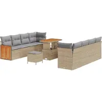 vidaXL Ensemble de canapé de jardin avec coussins 12 pcs Beige et gris clair Poly-Rotin