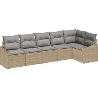 vidaXL Ensemble de canapés de jardin , 6 pièces, en résine tressée, beige et gris clair