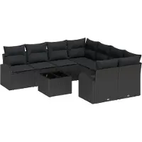 vidaXL Ensemble de canapés de jardin , noir, 55 x 55 x 37 cm, en rotin synthétique