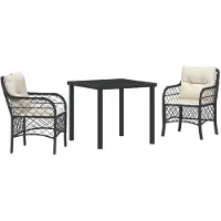 vidaXL Salon de jardin avec coussins 3 pcs gris clair Poly-Rattan