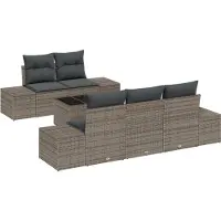 vidaXL Ensemble de canapé de jardin avec coussins avec mémoire 6 pcs Gris Poly-Rotin