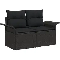 vidaXL Ensemble canapé de jardin avec coffre de rangement 7 pièces Noir Poly-rotin