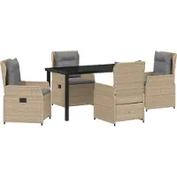 vidaXL Ensemble de salle à manger de jardin 5 pièces beige et gris clair en polyrotin
