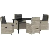 vidaXL Ensemble de jardin 5 pcs gris clair Poly-Rotin
